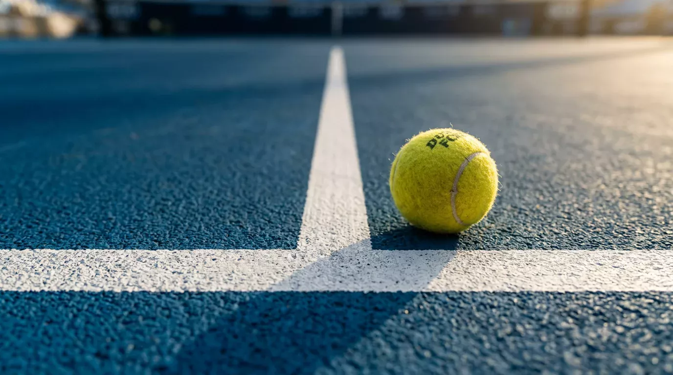 Pista dura azul del Open de Australia con la línea de fondo iluminada