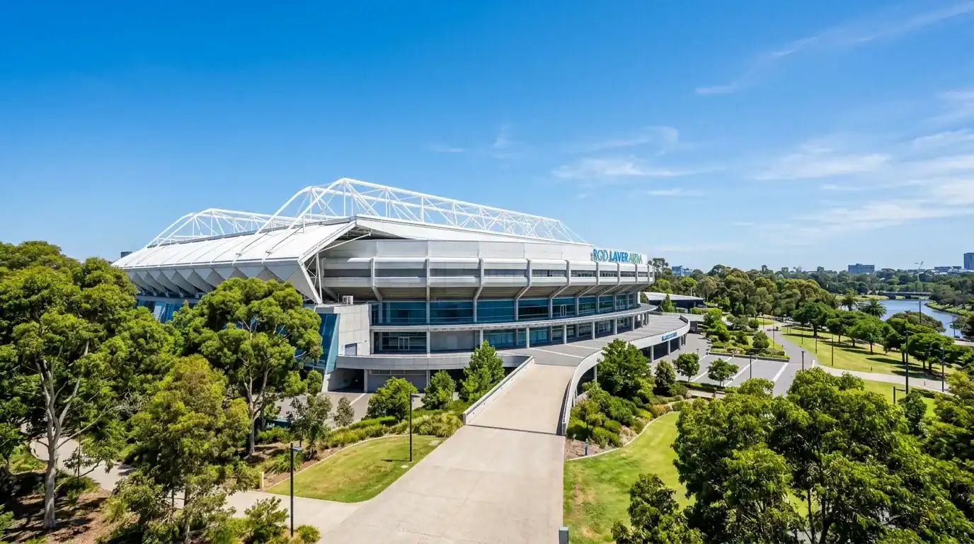 Rod Laver Arena de Melbourne Park con superficie GreenSet en pista dura azul